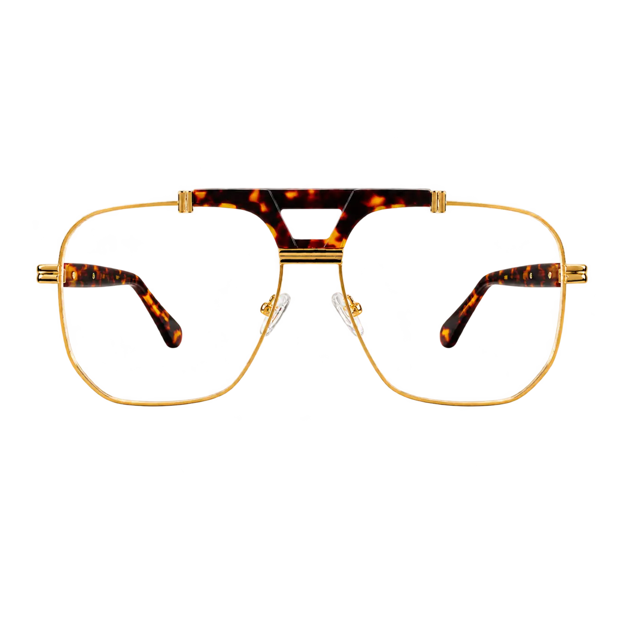 Cazal 990 C002 gold and tortoiseshell geometric aviator eyeglasses, front view