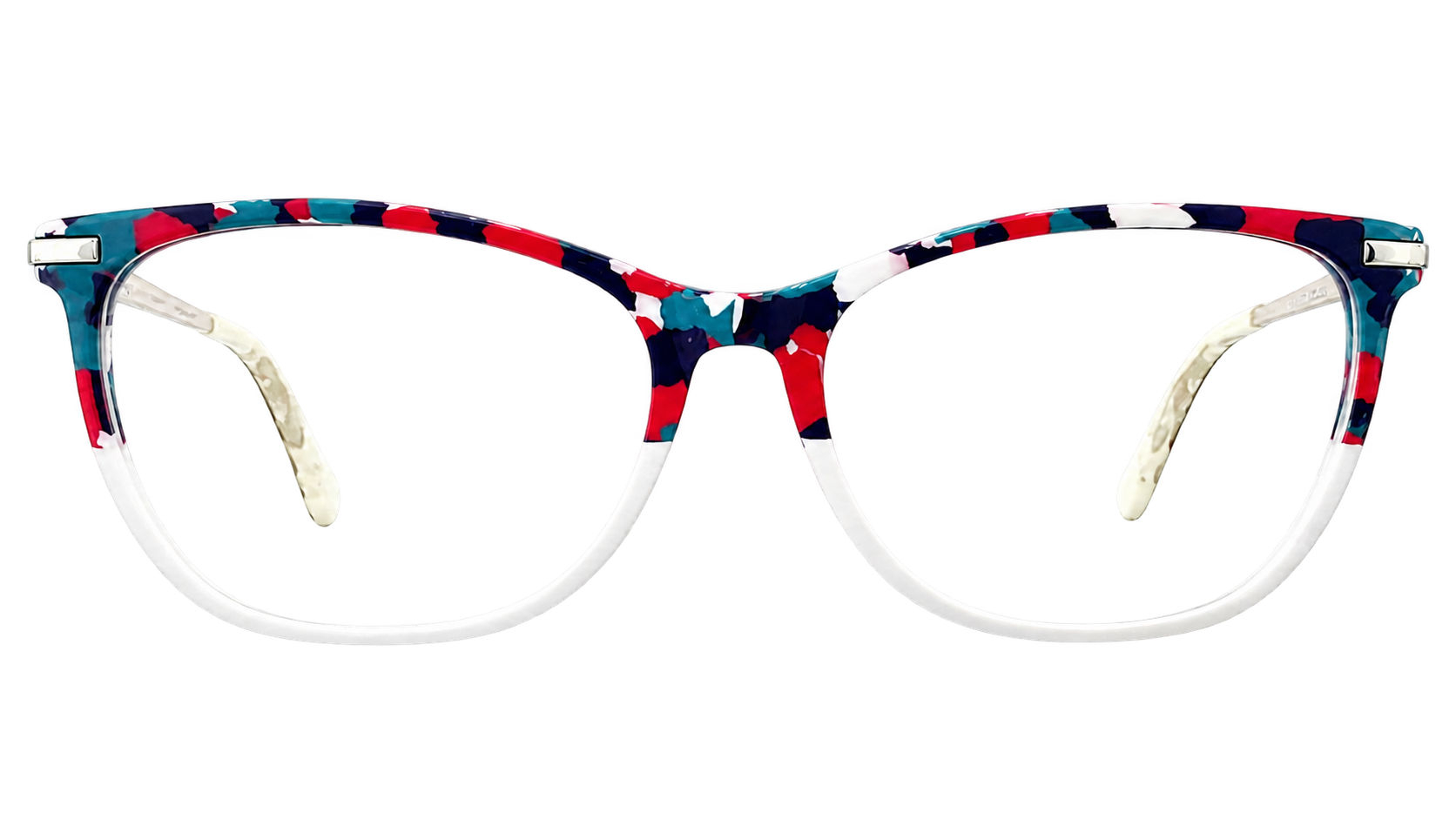 GA 7088 multicolour and white square eyeglasses, front view